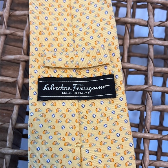 Salvatore Ferragamo Yellow and Orange Patterned Tie - Picture 1 of 3